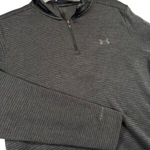 Under Armour Golf Fleece Pullover Mens XL Black & Grey 1/4 Zip Long Sleeve Shirt